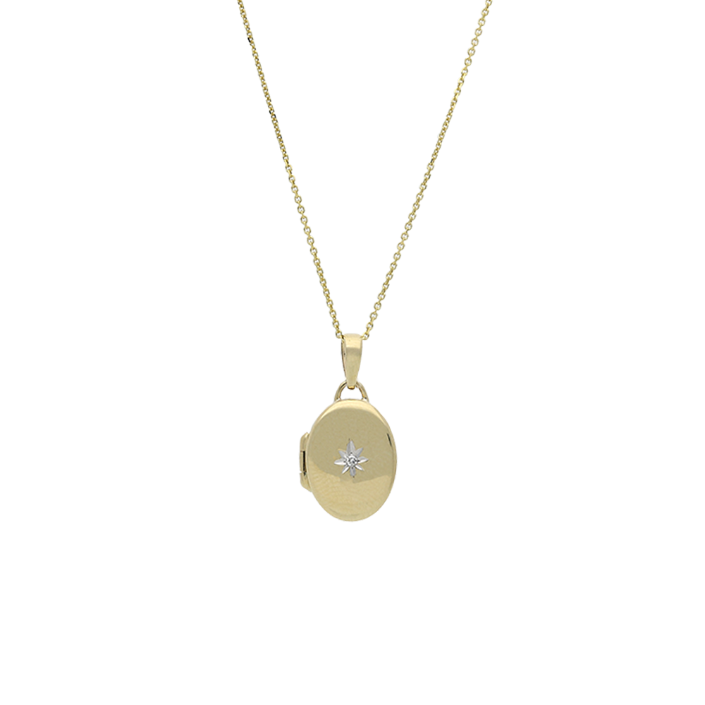 Yellow Gold Locket with Diamond star centre