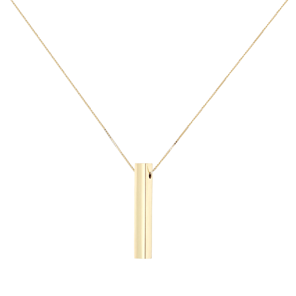 9ct Yellow Gold Vertical 3D Bar Pendant from the Side