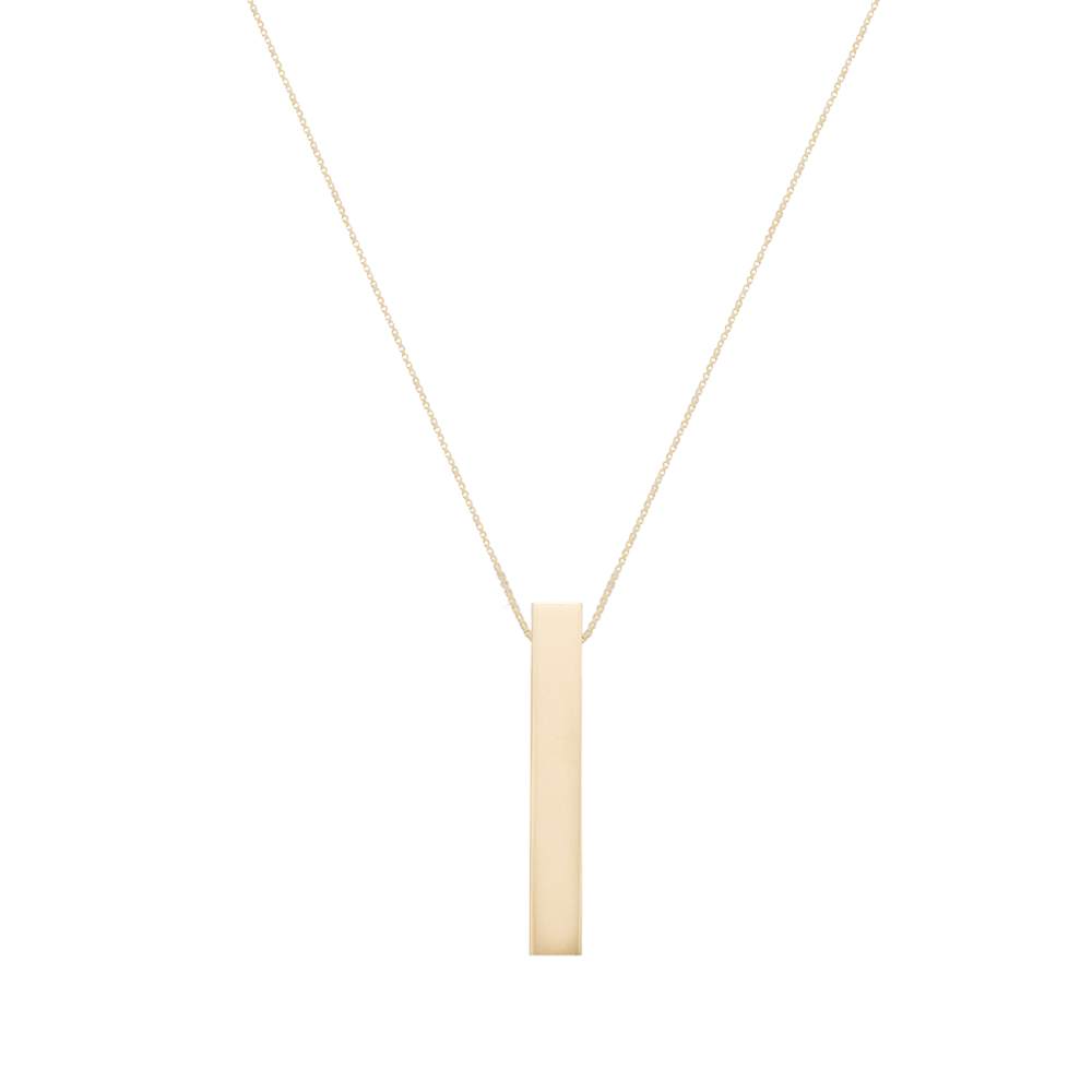 9ct Yellow Gold Vertical 3D Bar Pendant straight on