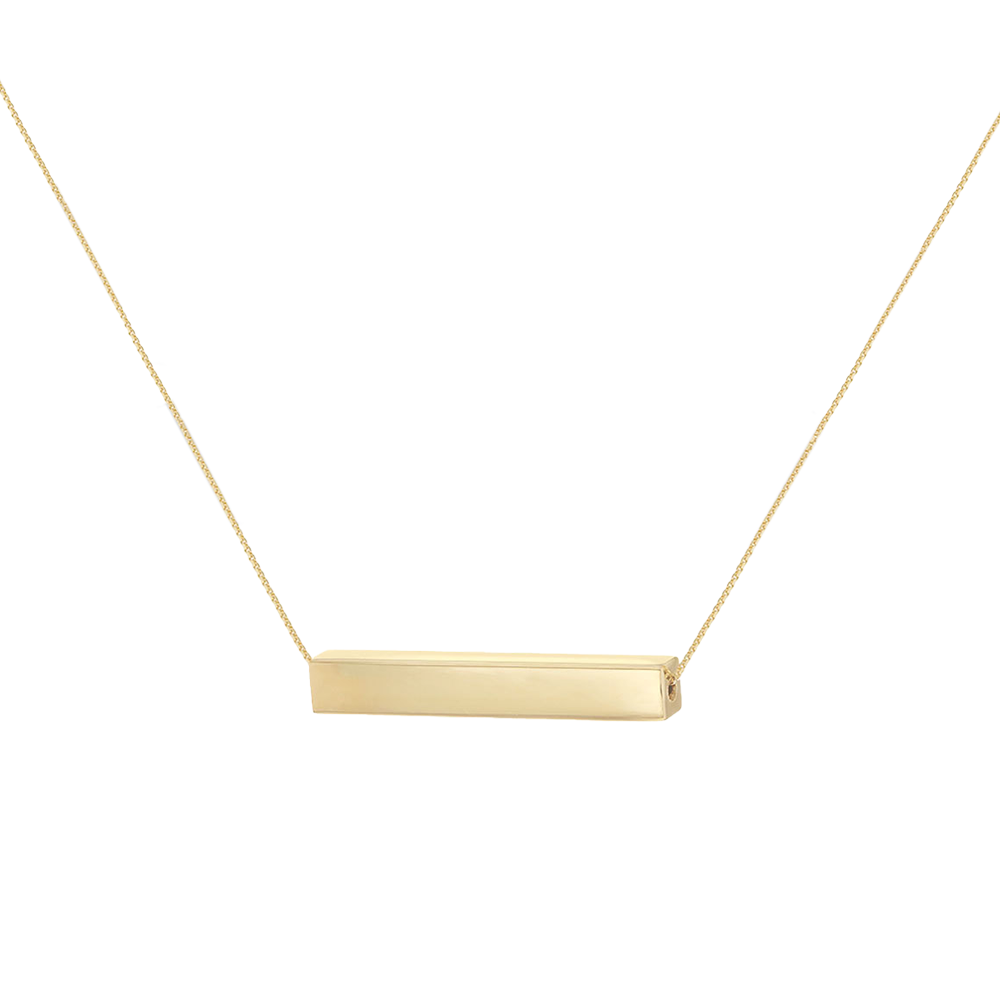 9ct Yellow Gold Horizontal 3D Bar Pendant from the side