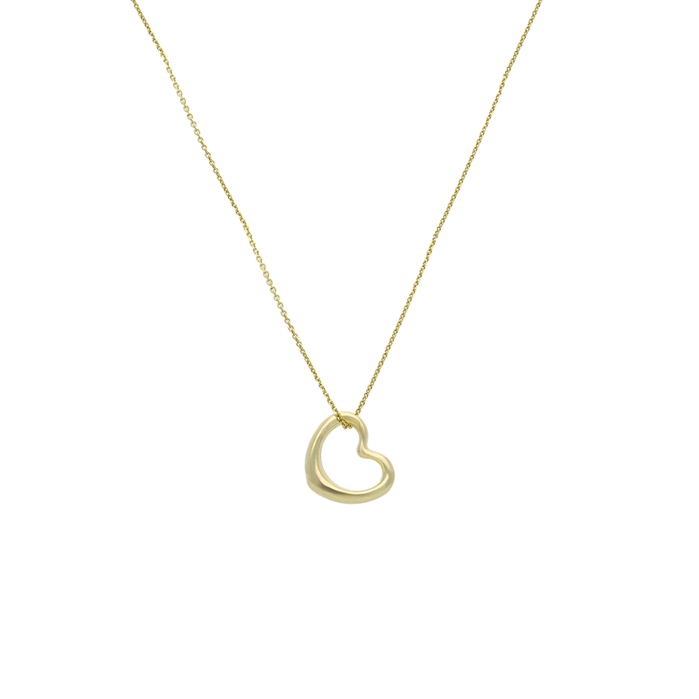 Open Heart Pendant - outline of heart in yellow gold