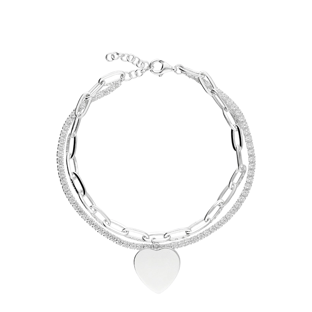 Sterling Silver double bracelet tennis bracelet and paperchain bracelet