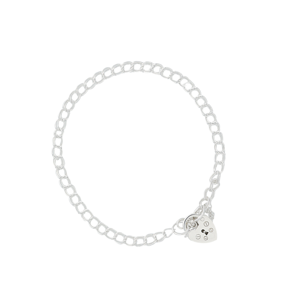 Silver Chain with heart padlock bracelet