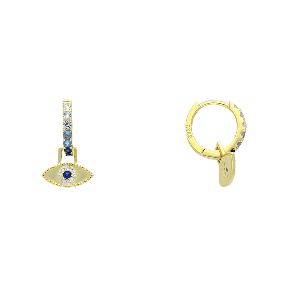 Hinge clasp for evil eye charm hoop earrings