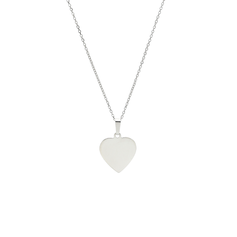 Silver Necklace with Flat Plain Engravable Heart Pendant